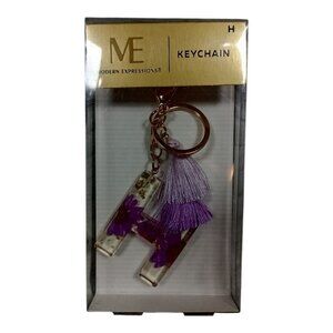 Modern Expressions Letter Keychain "H" Floral Lavender Purple Initial NEW